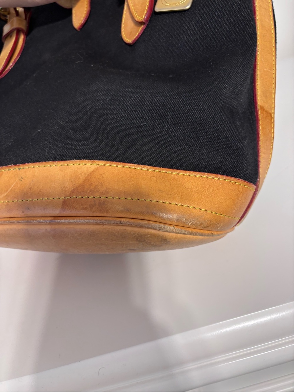 Vintage Dooney & Bourke **PROJECT** black cabriolet Tote Vachetta USA Distressed - Picture 9 of 16